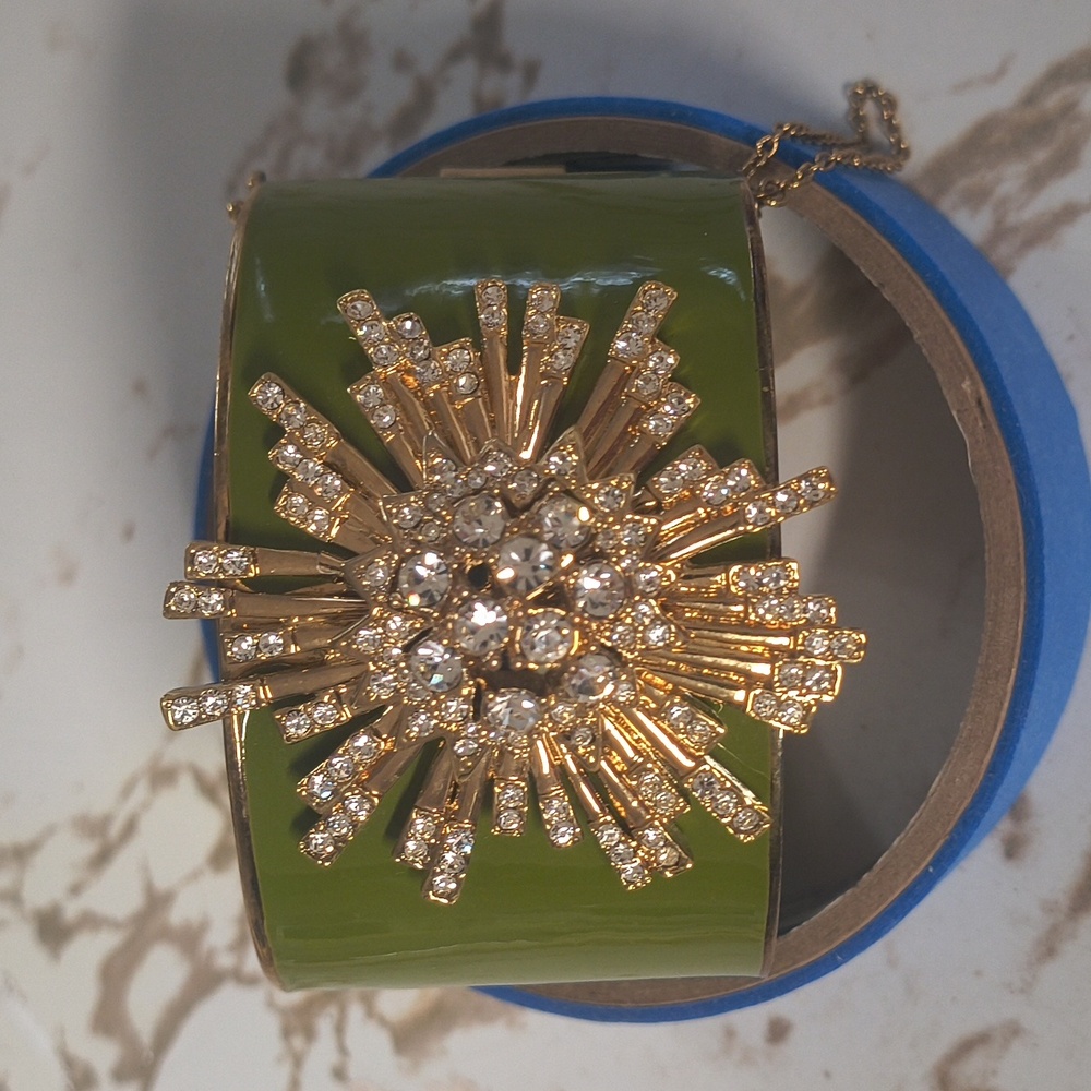 J. Crew Green and Gold Statement Bracelet